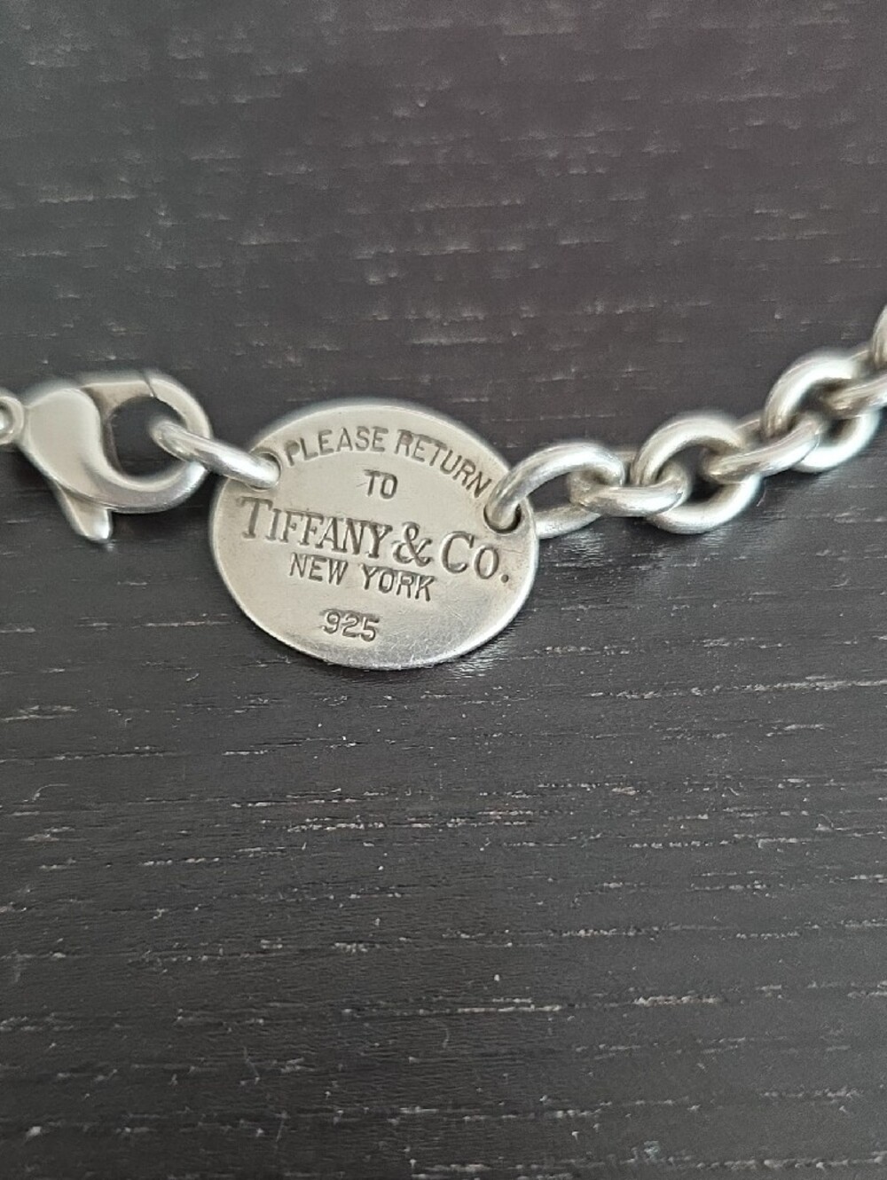 Tiffany & Co. Sterling Silver Return To Tiffany Oval TAG Choker Chain Necklace - Picture 2 of 3